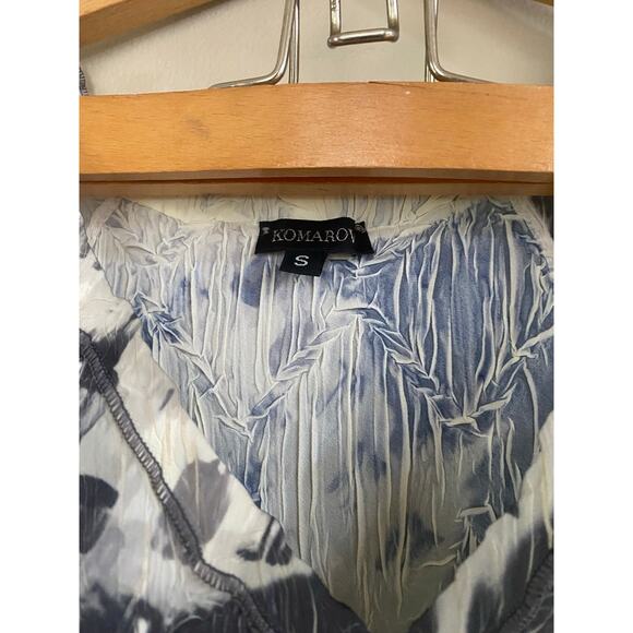 Komarov Elegant Abstract Charmeuse Dress Size Small Cream Gray - Picture 4 of 6